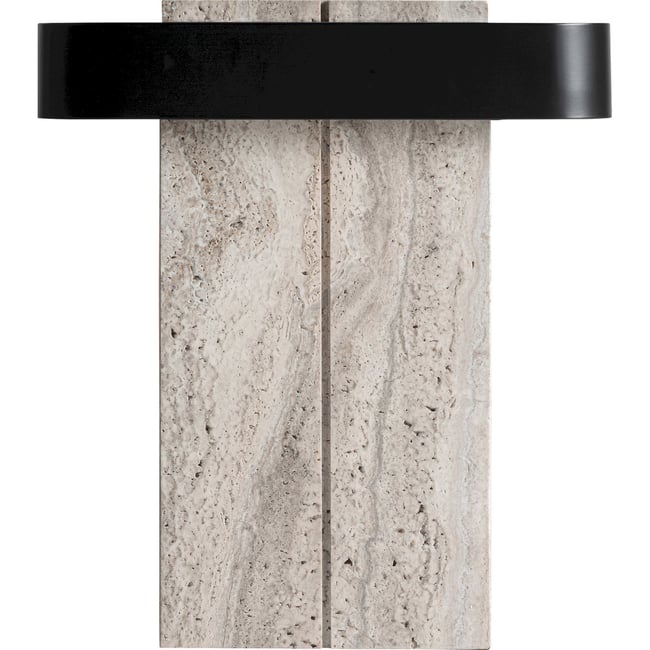 Lampe à poser contemporaine en marbre Couleur ivoire et noir <span itemprop=