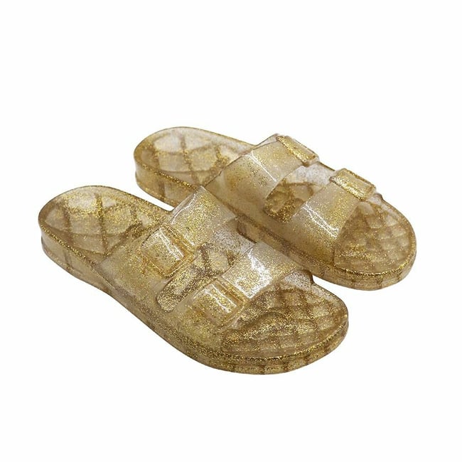 Anjo Double Mules with Sheer Buckles, gold-coloured, CACATOES