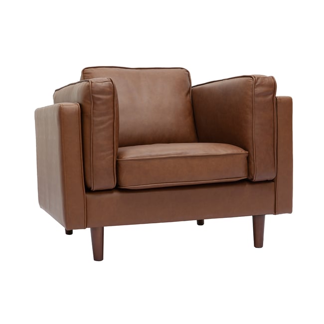 Fauteuil vintage cuir marron BRADLEY Couleur marron <span itemprop=