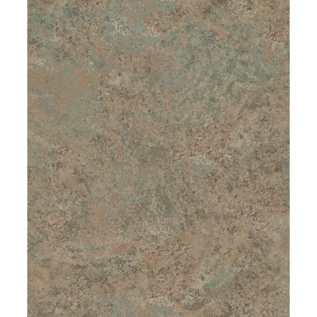 Papier peint effet bronze oxydé cuivre et sauge Couleur marron <span itemprop=