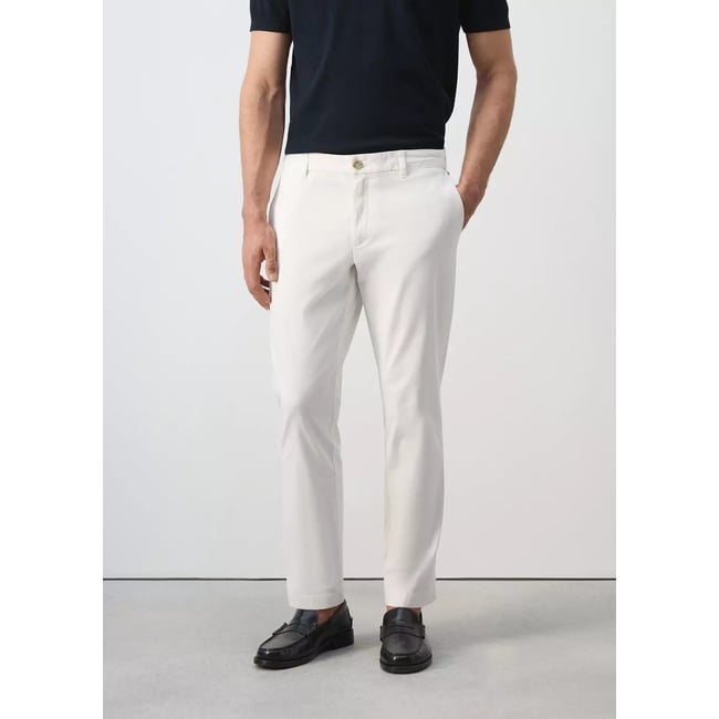 Pantalon Prato chino cropped tapered blanc cassé <span itemprop=