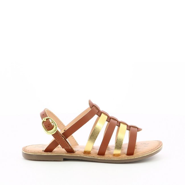 Sandales cuir Dixon camel/or <span itemprop=
