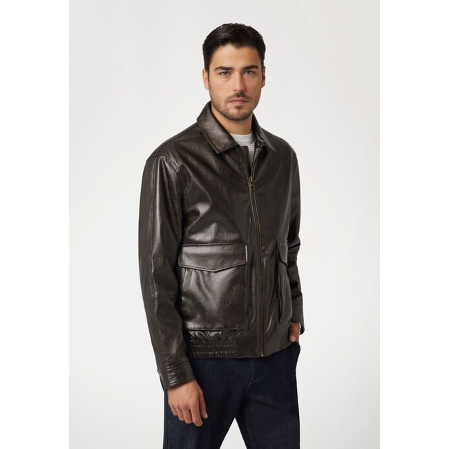 Veste En Similicuir marron <span itemprop=