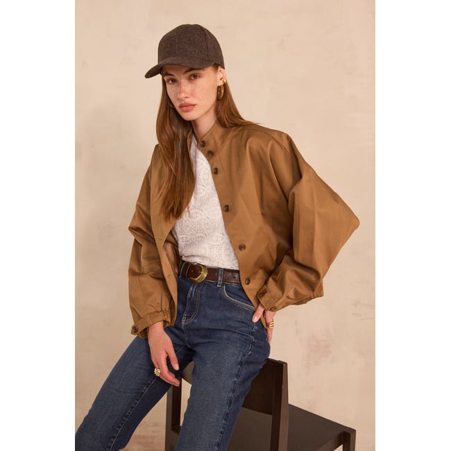 Parka à manches longues en coton mélangé CARMEN camel fonce <span itemprop=