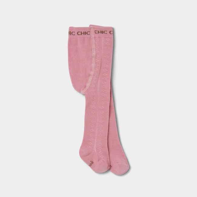 Collant bébé côtelé rose <span itemprop=