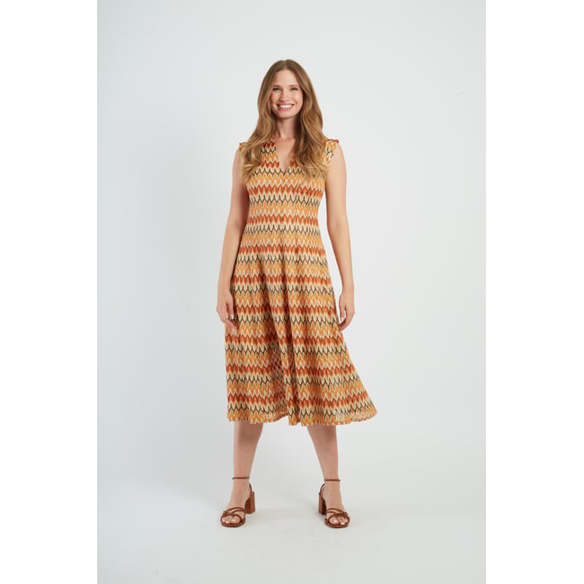 Robe midi en maille FANCHETTE orange <span itemprop=