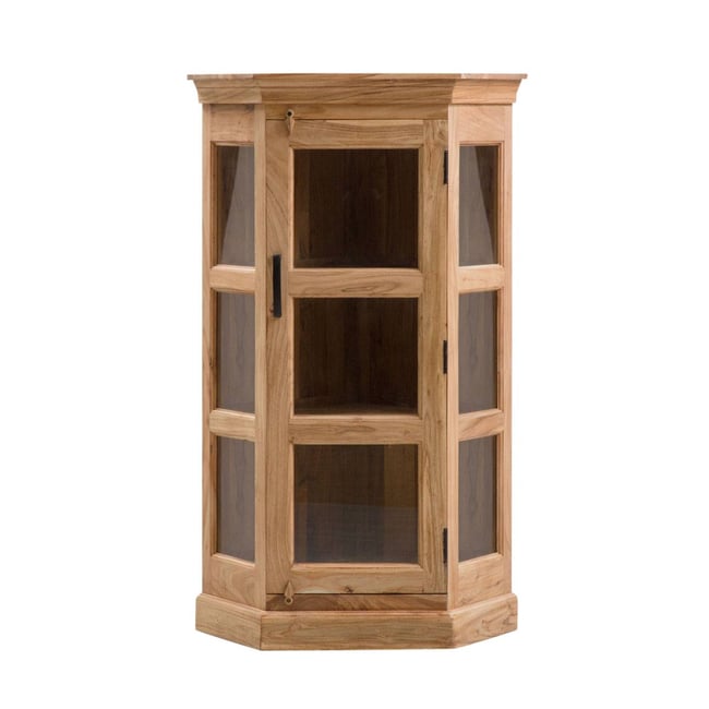 Petite vitrine d'angle en bois d'acacia  ESMÉE Couleur bois clair <span itemprop=