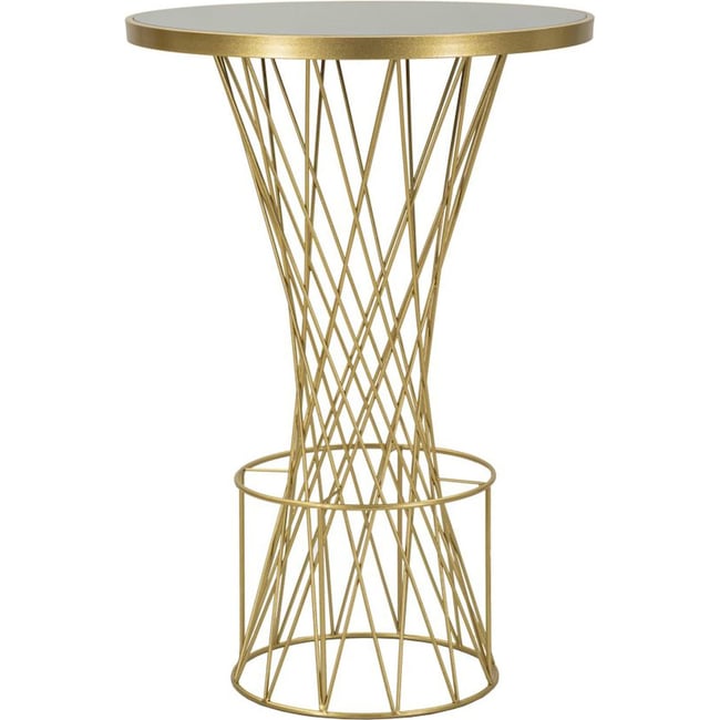 Table de bar en fer et verre GLAM Couleur doré et noir <span itemprop=