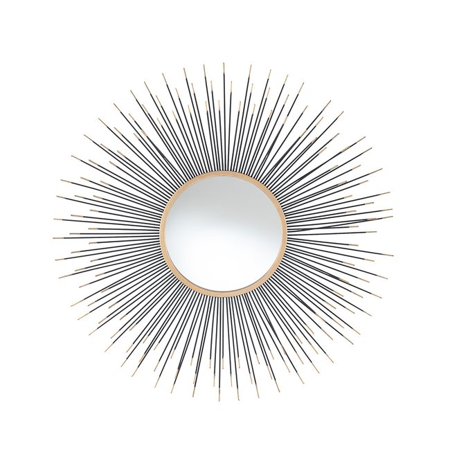 80cm Black Starburst Round Wall Mirror, black/gold, SO'HOME