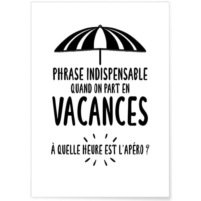 Affiche 'Phrase Vacances' Couleur blanc <span itemprop=
