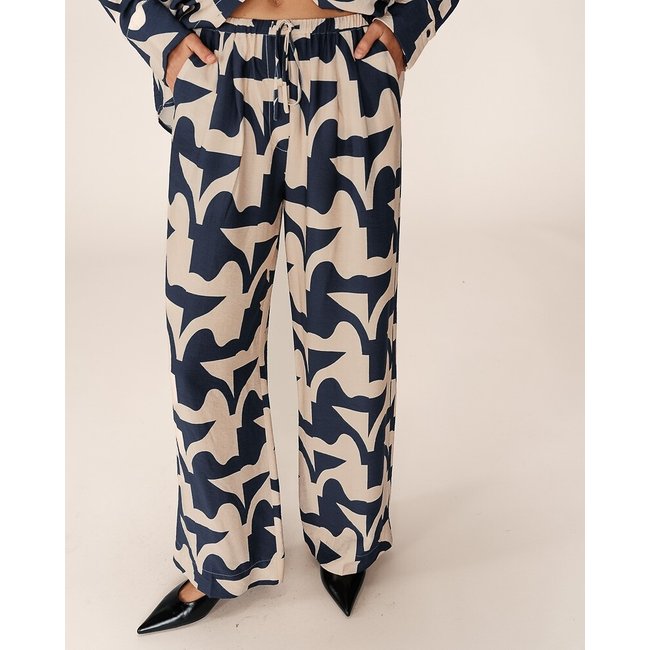 Pantalon coupe droite, imprimé géométrique - GRACE & MILA