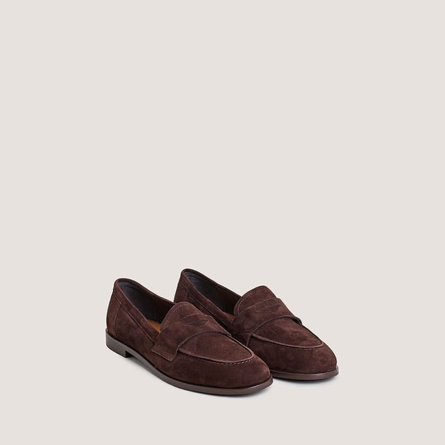 Mocassins en cuir velours THELMA -BIS   marron <span itemprop=