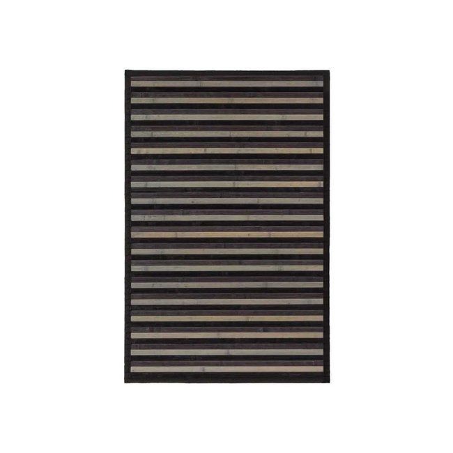 Tapis Descente de Lit Bambou Rayé Gris - 60x90cm Couleur gris <span itemprop=