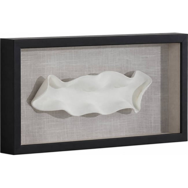 Tableau relief abstrait en argile et verre Couleur noir, crème et blanc <span itemprop=