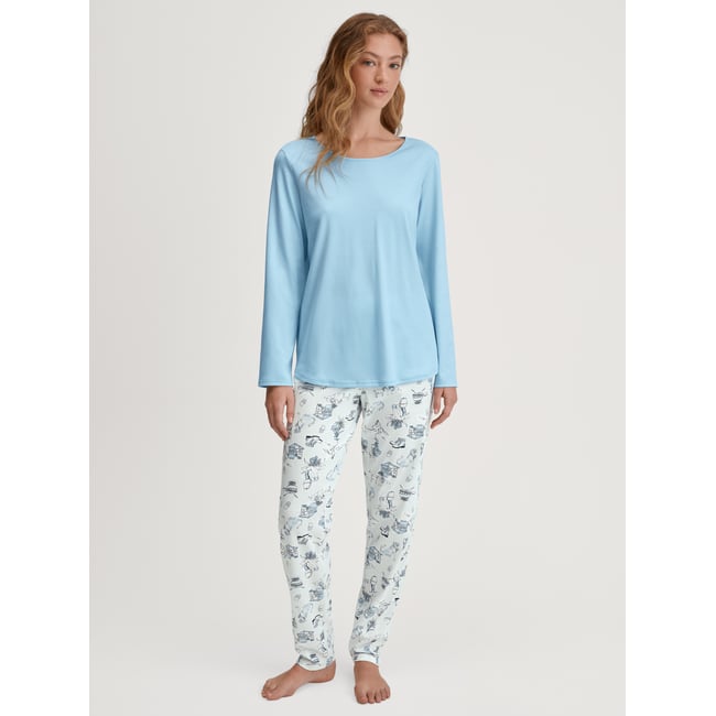 Pyjama manches longues Coton SWISS RESORT bleu cascade <span itemprop=