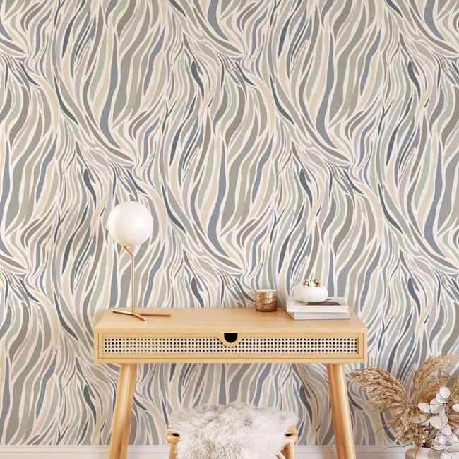 Papier peint sobre llustrant le mouvement des vagues - 255x260 cm (l x h) Couleur multicolore <span itemprop=