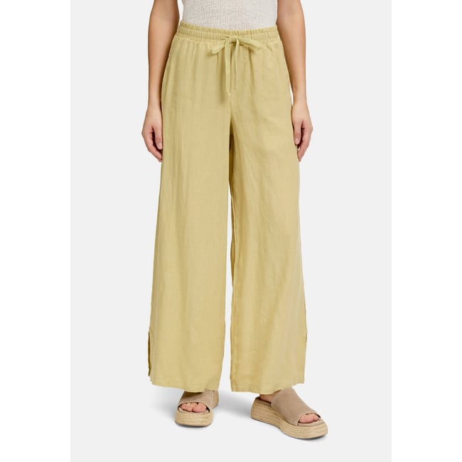 Pantalon en lin unicolore weeping willow <span itemprop=