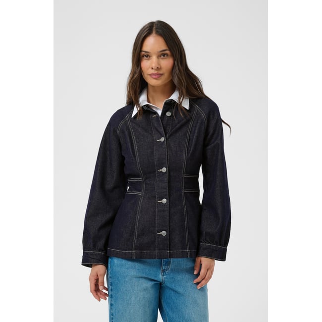 Chemise en jean bleu dark blue unwashed denim <span itemprop=