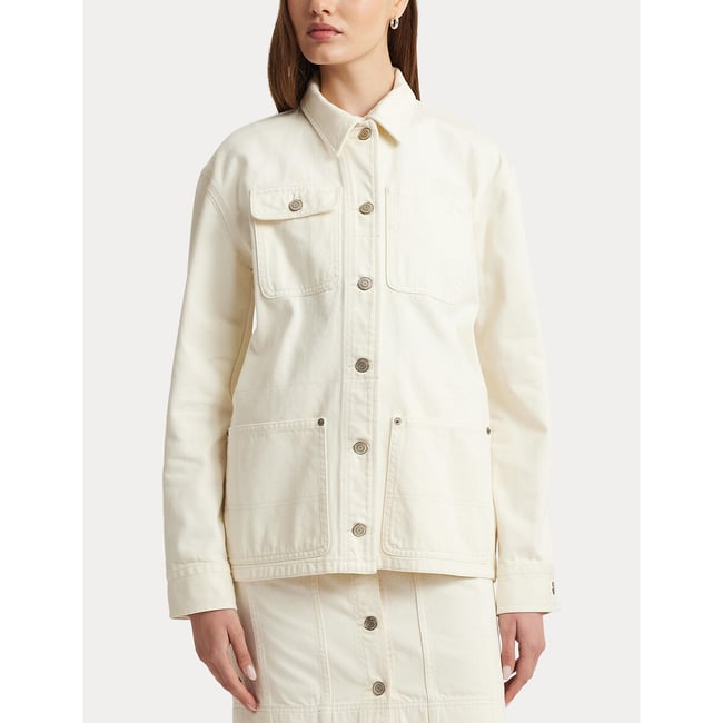 Veste droite boutonnée CAITMIER  ecru <span itemprop=