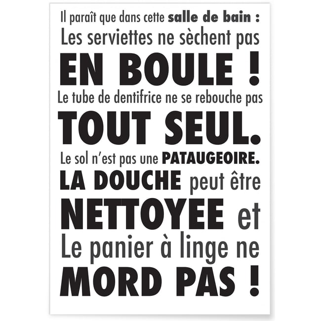 Affiche Il paraît que dans cette salle de bain.... Couleur blanc <span itemprop=