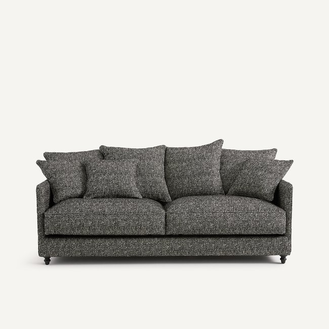 Canapé 3 places, convertible, en bouclette, LAZARE Couleur noir <span itemprop=