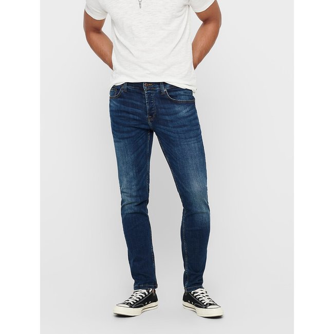 Weft Straight Stretch Jeans, Mid Rise, mid blue, ONLY & SONS