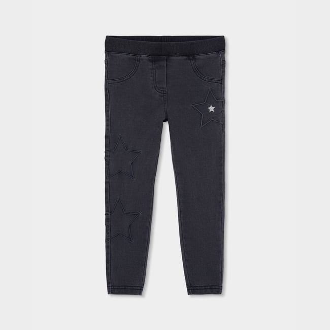 Pantalon fille denim avec étoiles noir <span itemprop=