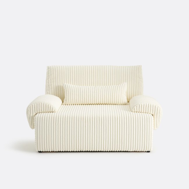 Canapé convertible 2 pl., velours côtelé XL Maona ecru <span itemprop=
