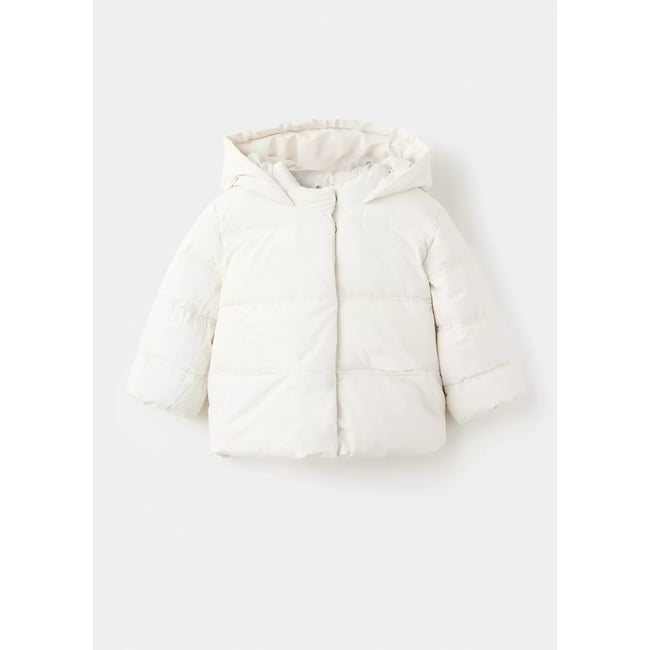 Anorak matelassé à capuche blanc cassé <span itemprop=