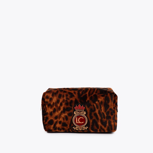 Trousse tartan avec écusson brodé léopard <span itemprop=