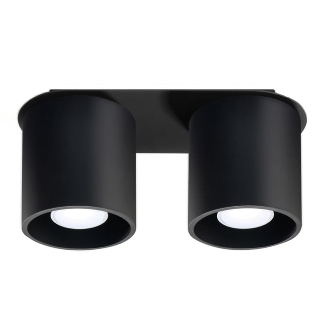 Plafonnier Aluminium Noir GU10 2 Orbis Couleur noir <span itemprop=