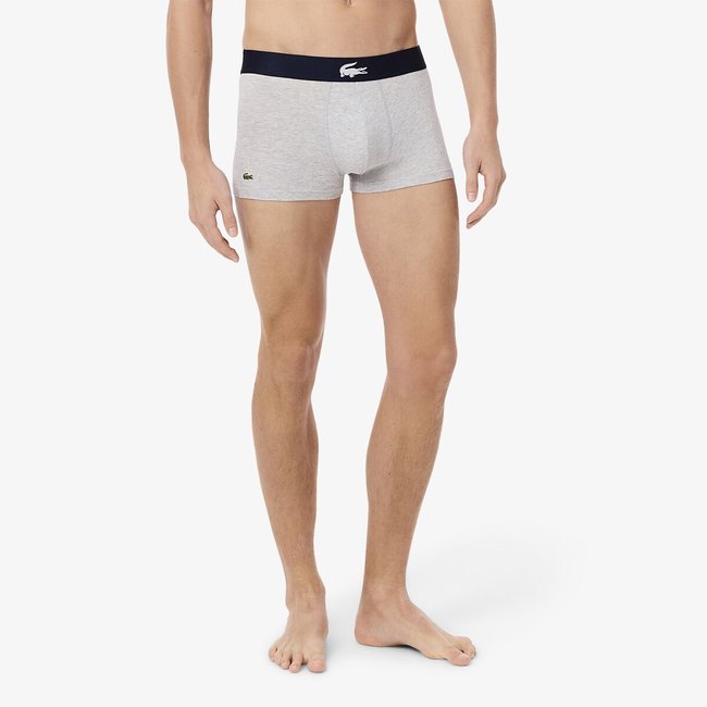 3er-Pack kurze Boxershorts aus Stretch-Baumwolle mit Aufdruck blau + marine + grau <span itemprop=