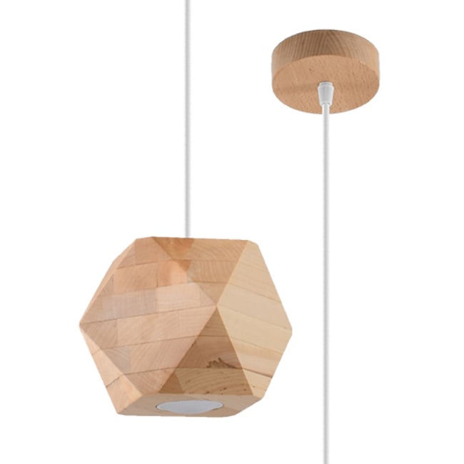 Suspension Bois Bois Naturel GU10 1 Woody Couleur marron <span itemprop=