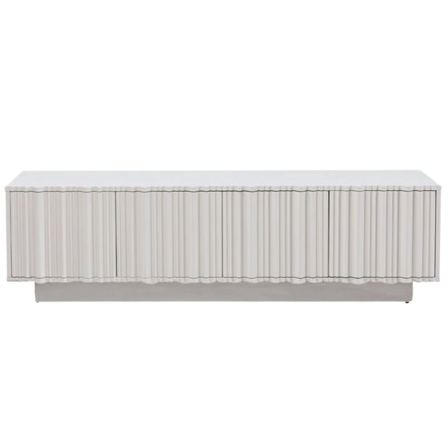 Meuble TV façade ondulée, STUCCO Couleur gris <span itemprop=