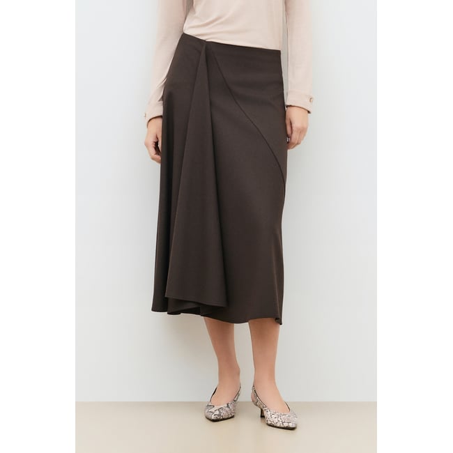 Jupe fluide féminine JOUZY marron foncé <span itemprop=