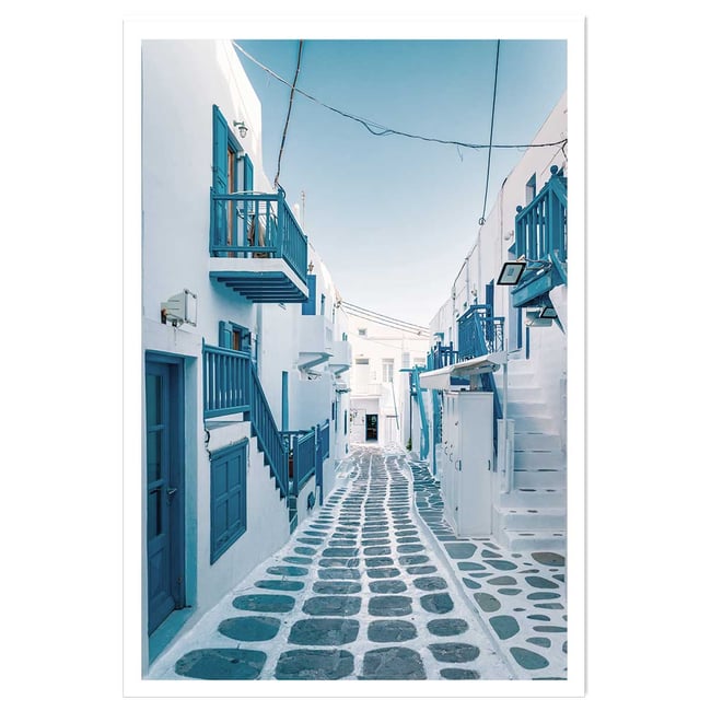 Poster rue bleue santorin - HEXOA