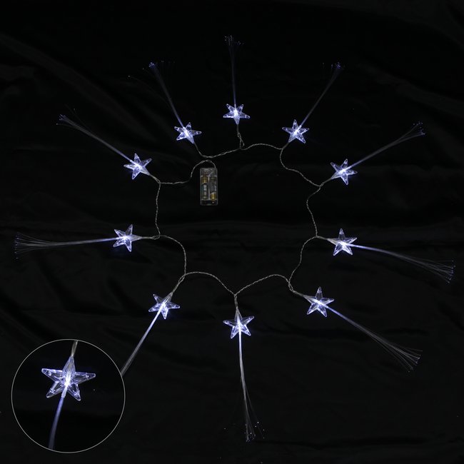 Guirlande lumineuse interieure 10 etoiles fibre optique Couleur blanc <span itemprop=