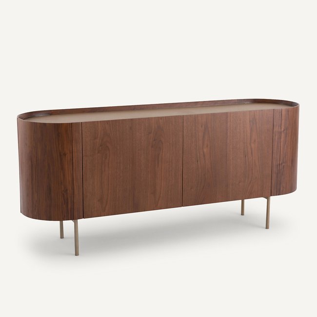 Buffet enfilade noyer, plaqué et cuir Aslen Couleur noyer <span itemprop=