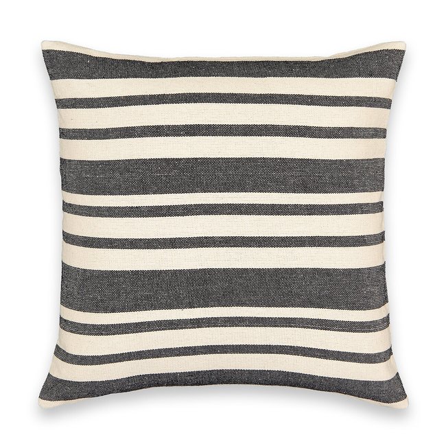 Capa de almofada às riscas, Minille natural/preto <span itemprop=