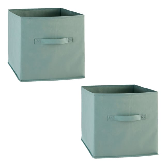 Lot de 2 boîtes de rangement en tissu MIX N' MODUL Couleur vert <span itemprop=