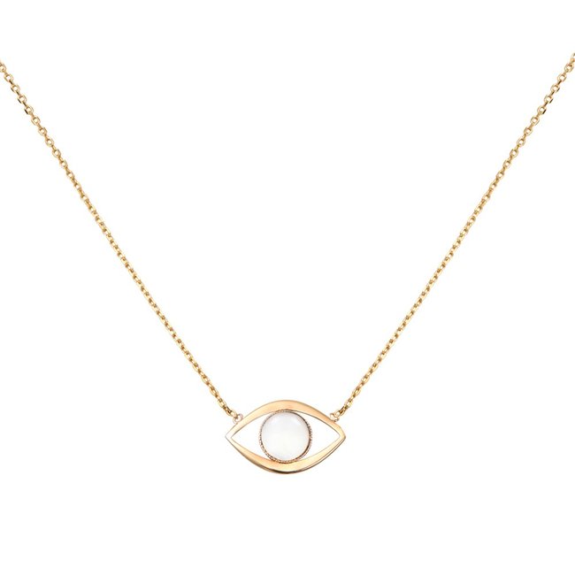 Collier pm eros nacre blanche blanc <span itemprop=