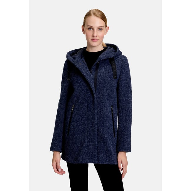 Veste en laine à capuche moonlight blue melange <span itemprop=
