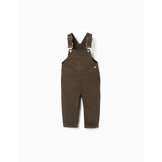 Salopette en sergé avec poche avant vert foncé <span itemprop=