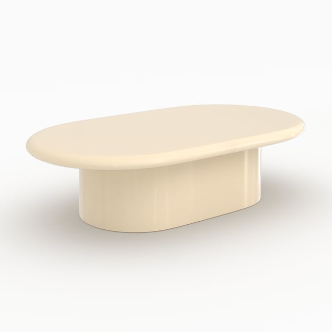Table basse ovale laquée en MDF, 120 cm - SIA Couleur blanc <span itemprop=