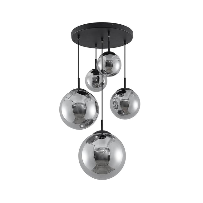 Suspension en verre vintage, Teeja Couleur gris fumé, noir <span itemprop=