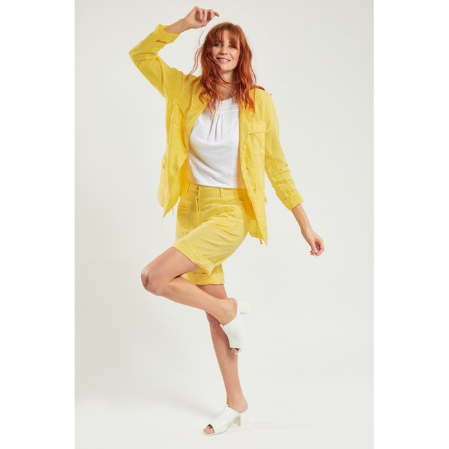Veste saharienne en lin SIENNA paille <span itemprop=