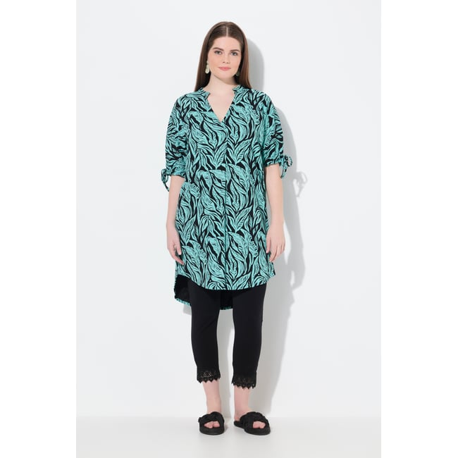 Tunique en jersey en coton bio. Col montant noir <span itemprop=