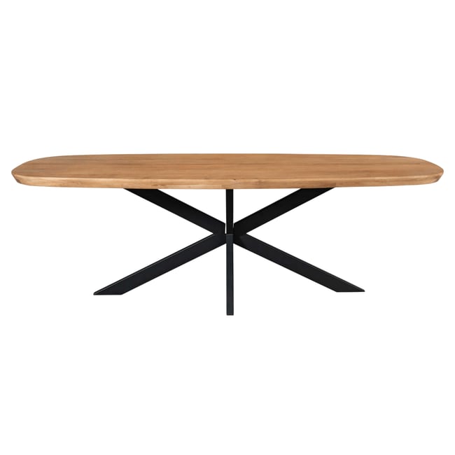 Table à manger 200 cm bords arrondis CORTINA Couleur bois / noir <span itemprop=