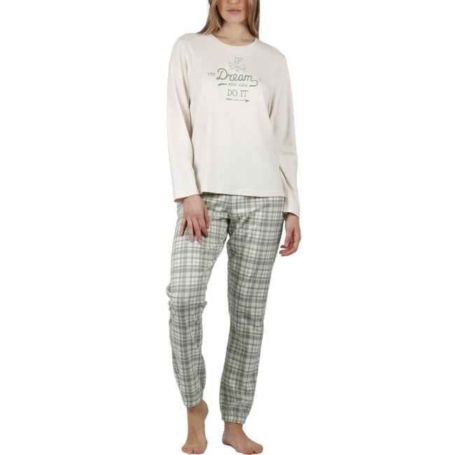 Pyjama pantalon top manches longues If You Dream beige <span itemprop=