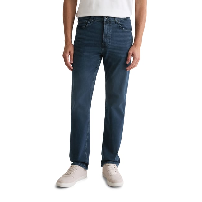 Jeans modèle Kalmo droit en coton bio mélangé bleu foncé <span itemprop=
